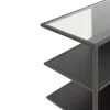 Consola de metal acabado en color negro con sobre rectangular de Cristal GABAR 10941