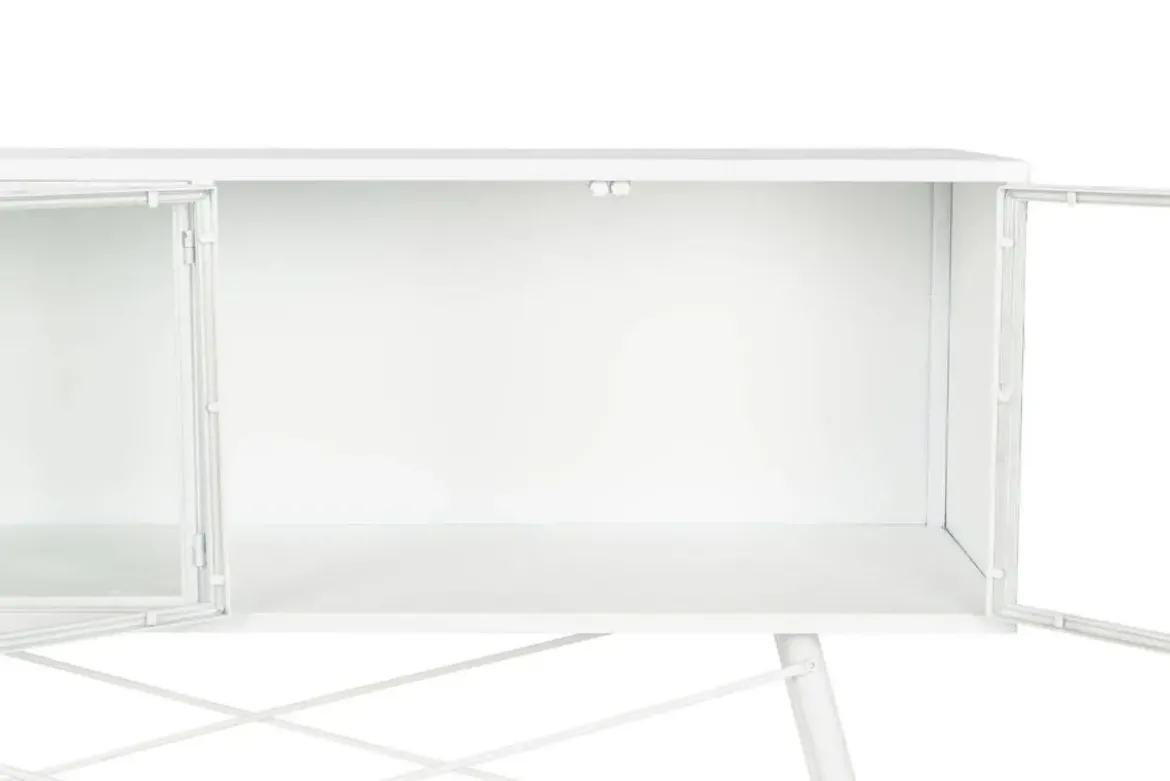 Consola de Metal Blanca con Puertas de Cristal MB-208105