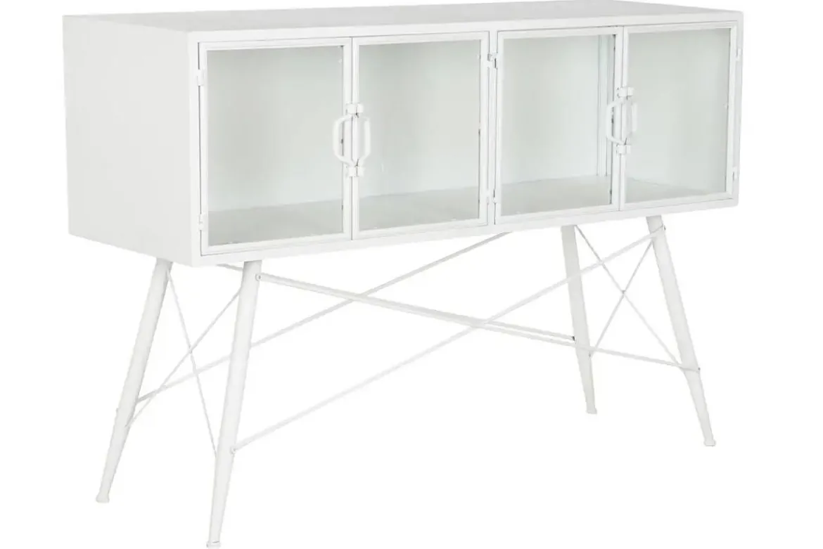 Consola de Metal Blanca con Puertas de Cristal MB-208105