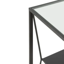 Consola de metal en color negro con sobre rectangular de Cristal de 120 cm GABAR 10940