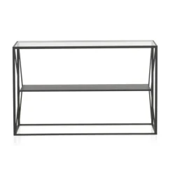 Consola de metal en color negro con sobre rectangular de Cristal de 120 cm GABAR 10940