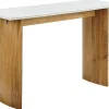 Consola de Mármol Blanco con Madera de Mango 120 cm MB-208508