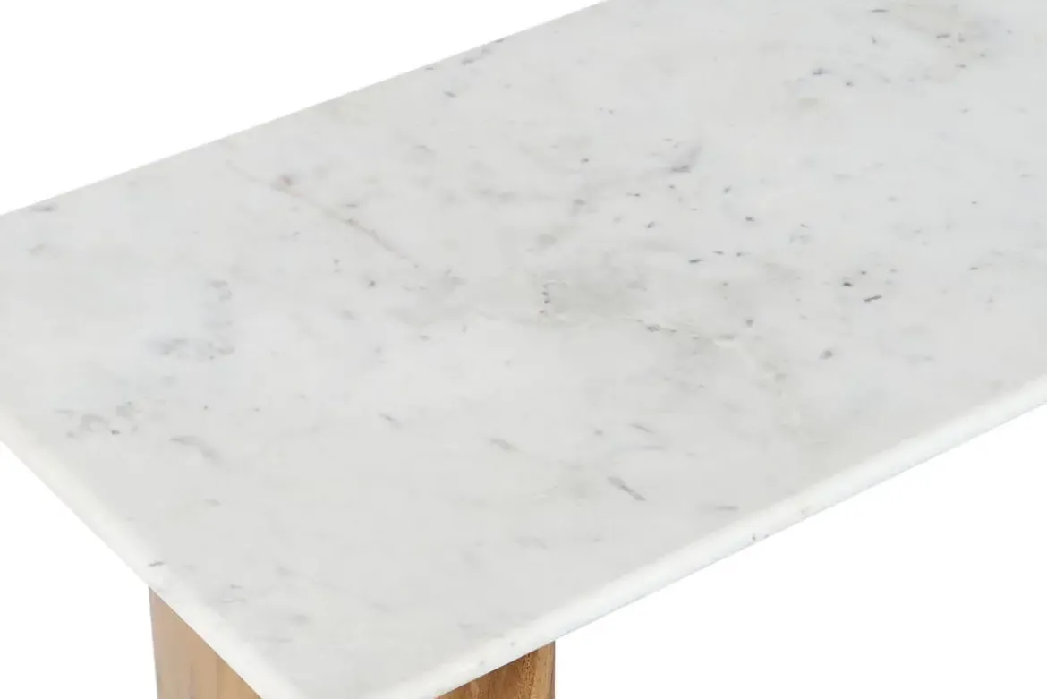 Consola de Mármol Blanco con Madera de Mango 120 cm MB-208508