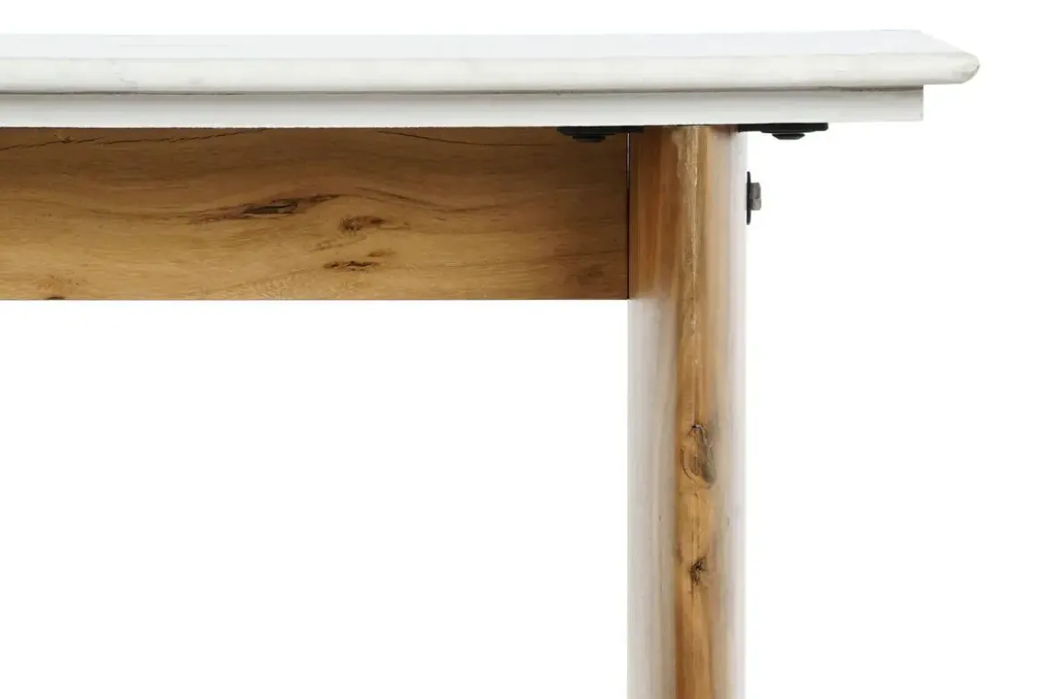 Consola de Mármol Blanco con Madera de Mango 120 cm MB-208508