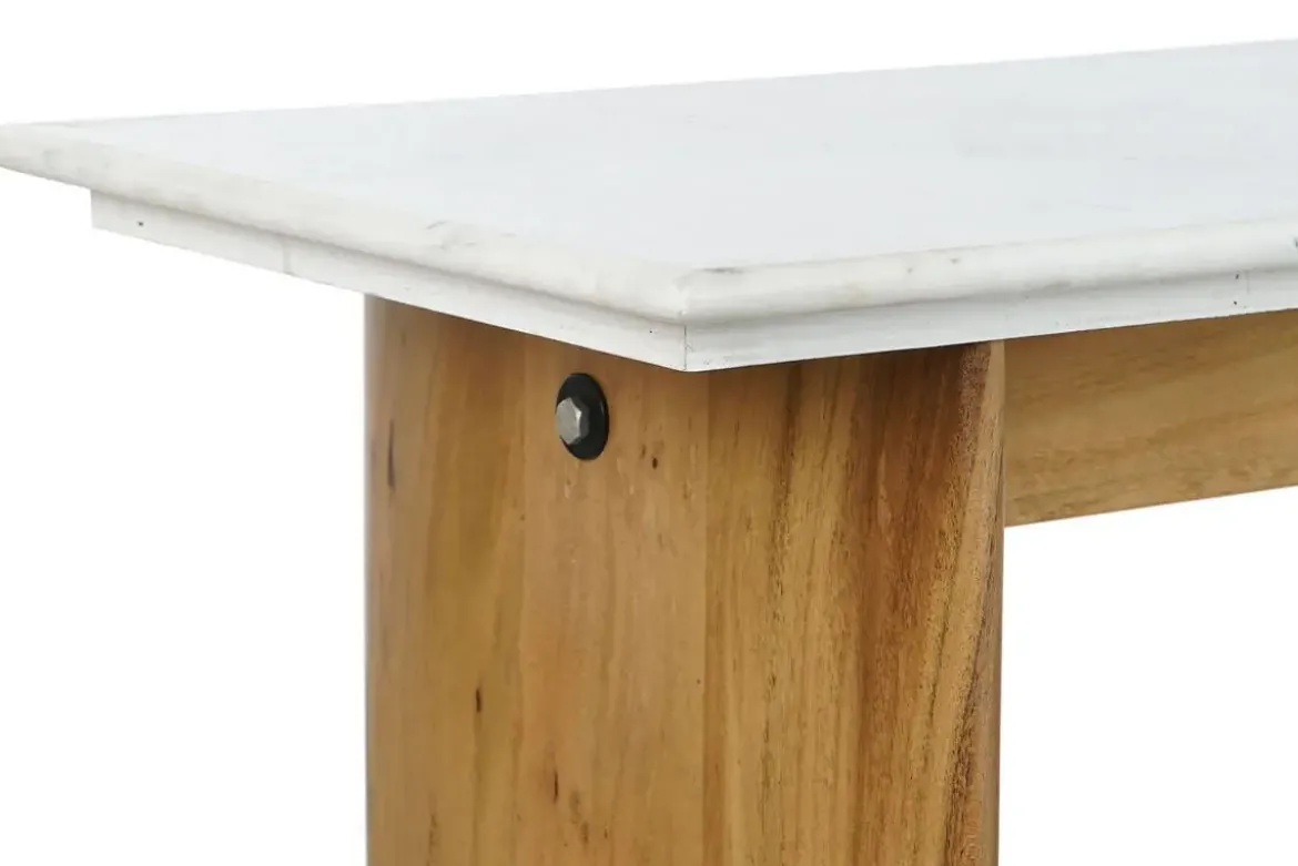Consola de Mármol Blanco con Madera de Mango 120 cm MB-208508