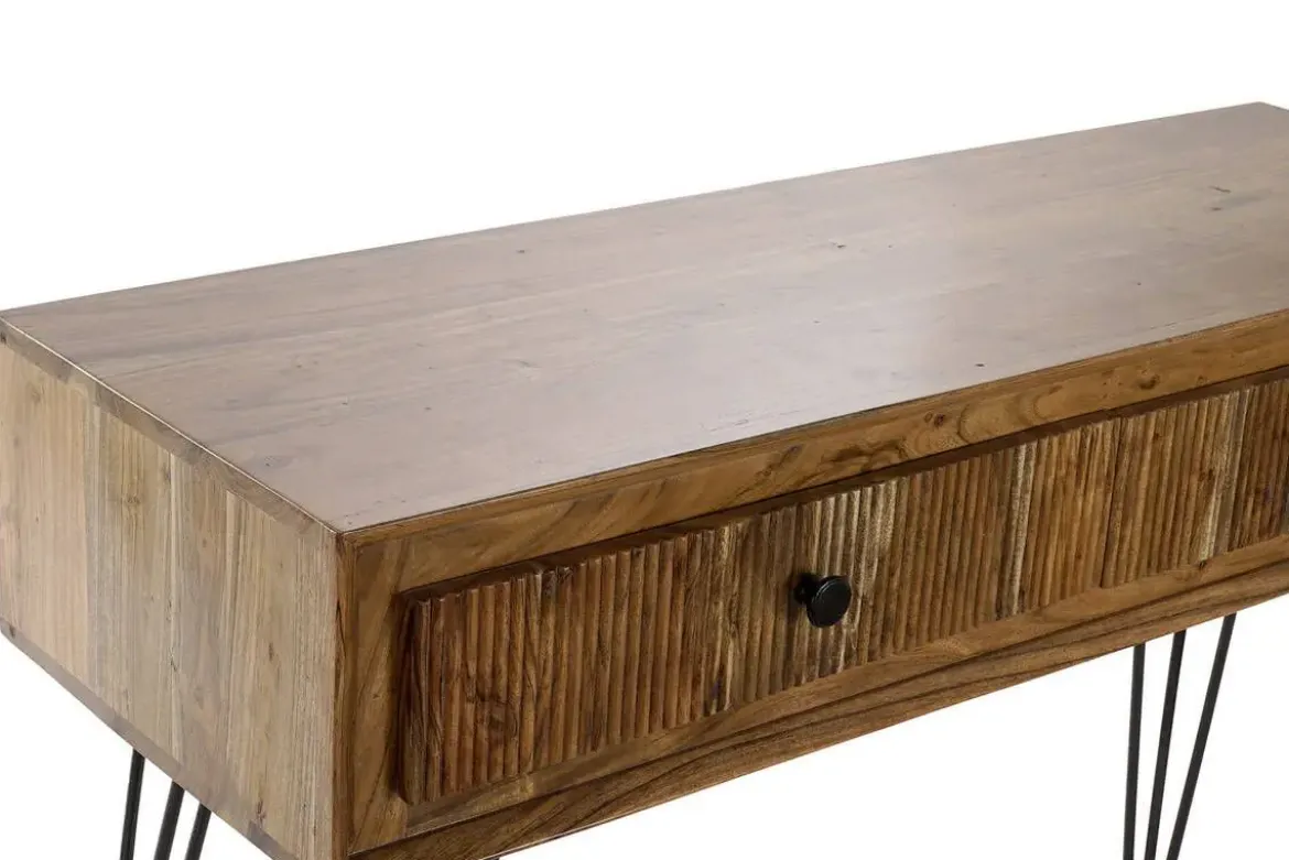 Consola de Recibidor de Acacia con 2 Cajones y Patas de Metal MB-177696