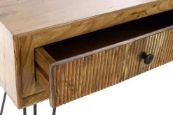 Consola de Recibidor de Acacia con 2 Cajones y Patas de Metal MB-177696