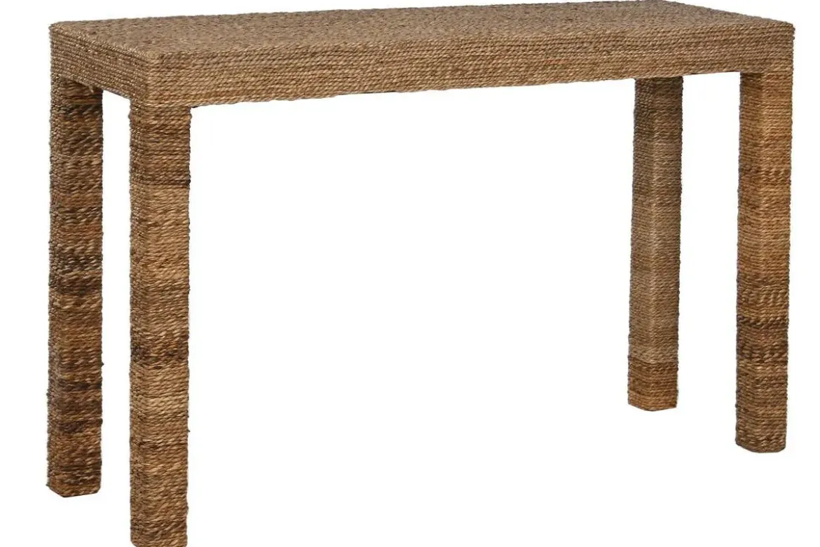 Consola de Recibidor de Fibra Natural y Madera de Teca MB-220078