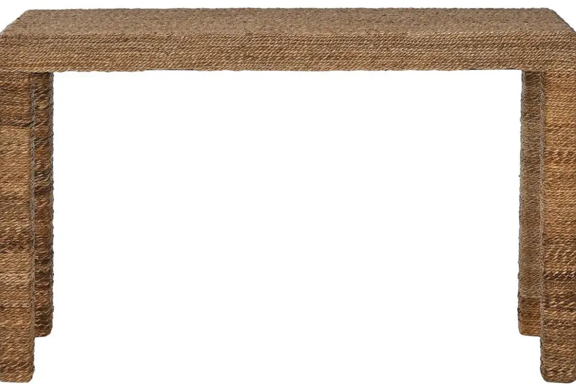 Consola de Recibidor de Fibra Natural y Madera de Teca MB-220078