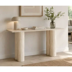 Consola de Recibidor de Granito y MDF Color Beige MB-221375