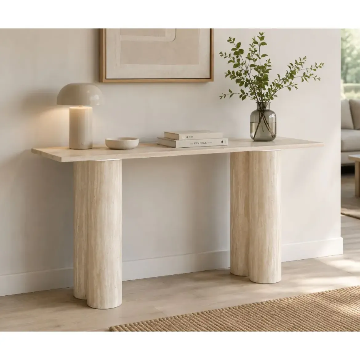 Consola de Recibidor de Granito y MDF Color Beige MB-221375