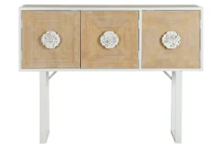 Consola de Recibidor de Madera de Abeto y Metal Blanco MB-206500