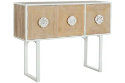 Consola de Recibidor de Madera de Abeto y Metal Blanco MB-206500