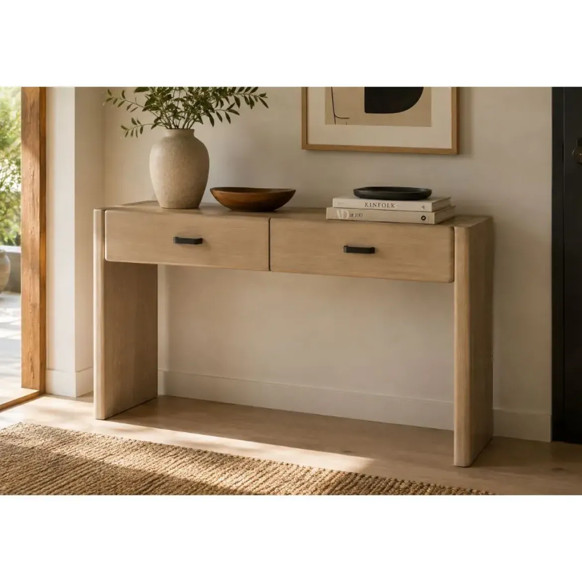Consola de Recibidor de Madera de Abeto con 2 Cajones MB-219971