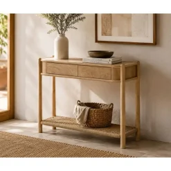 Consola de Recibidor de Madera de Acacia con 2 Cajones MB-226689