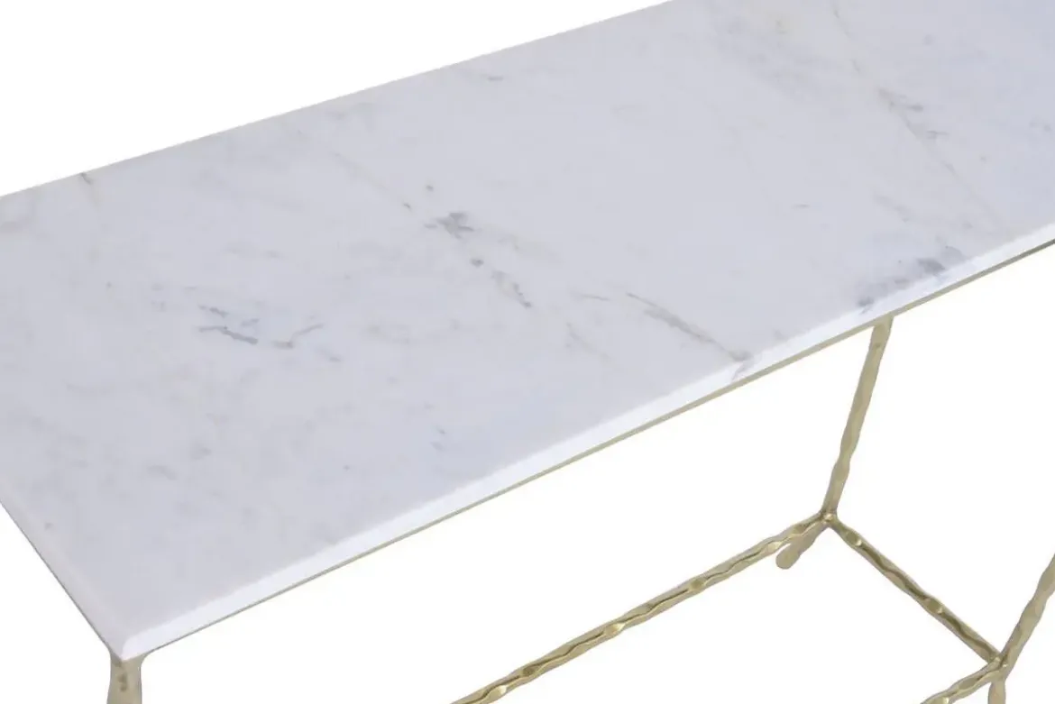 Consola de Recibidor de Mármol y Hierro Dorado MB-227937