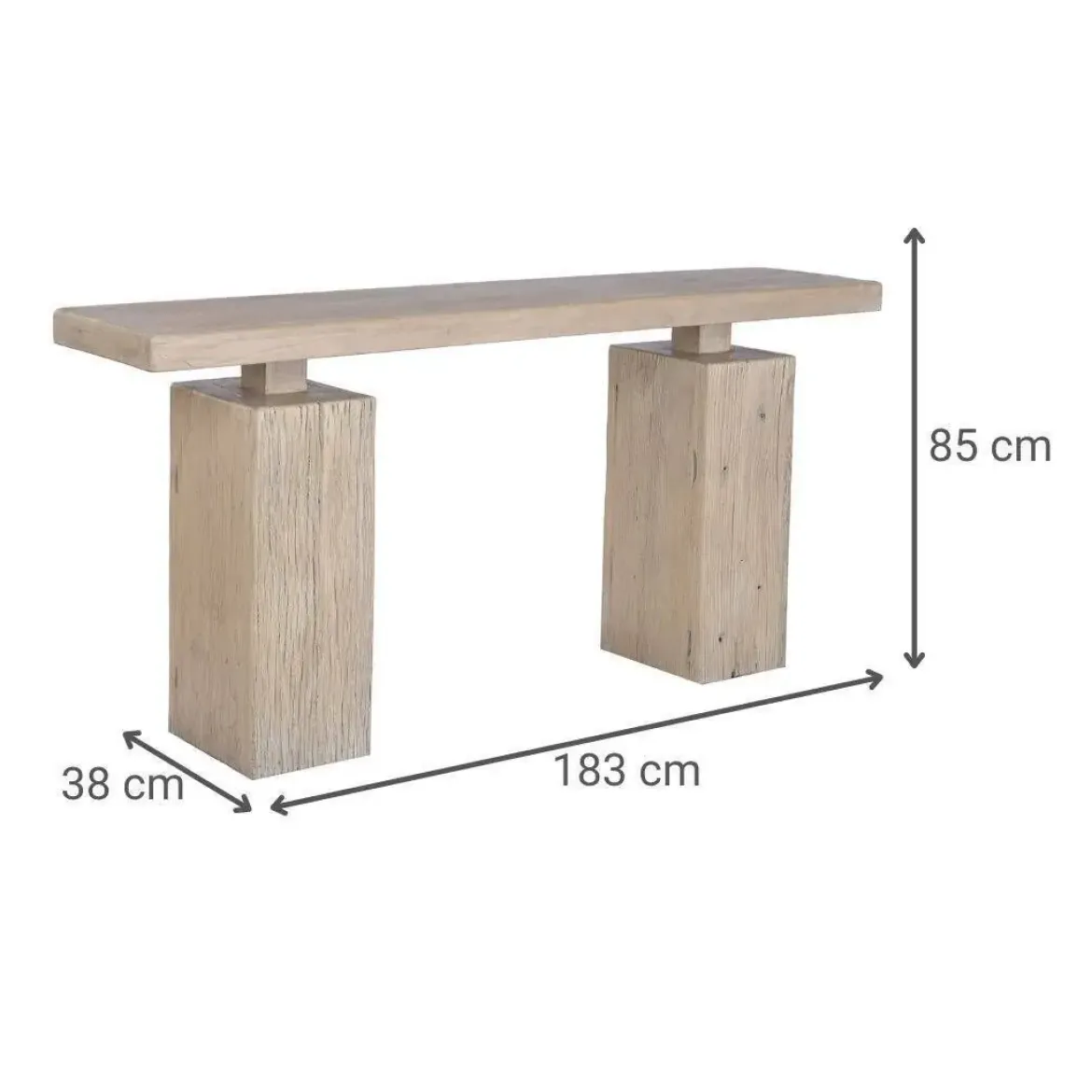 Consola de Recibidor en Madera de Olmo Macizo Natural MB-226318
