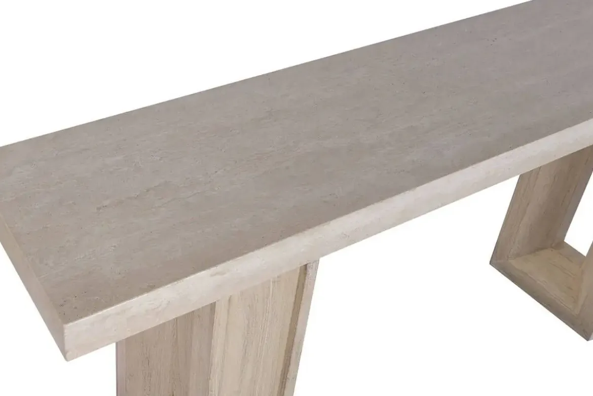 Consola de Recibidor en Olmo Macizo con Mármol Travertino MB-226313