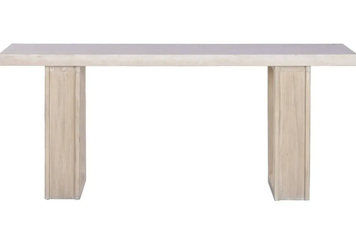 Consola de Recibidor en Olmo Macizo con Mármol Travertino MB-226313