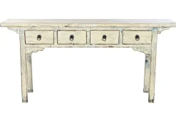 Consola de Recibidor Olmo Macizo Lacado Bicolor 4 Cajones MB-220527