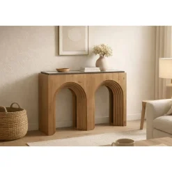 Consola en Madera de Abeto con Cristal MB-212218