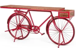 Consola Hierro y Madera Mango Bicicleta Antigua Color Roja MB-222238