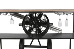 Consola Industrial Madera y Metal Diseño Avión Negro MB-211965