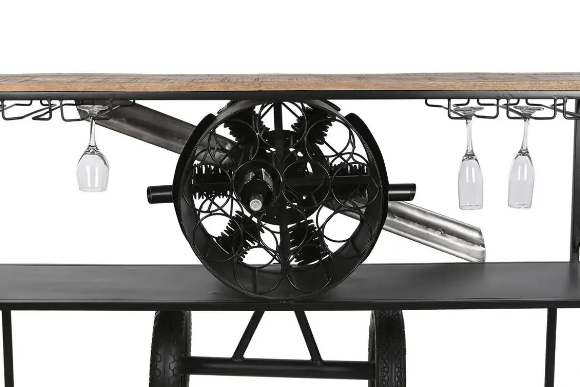 Consola Industrial Madera y Metal Diseño Avión Negro MB-211965