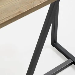 Consola Metálica de Estructura Negra con Sobre de Madera Natural GABAR 10960