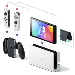 Consola Nintendo Switch OLED Blanca 64GB con Juego EVERYBODY 1-2 SWITCH 7454-4525