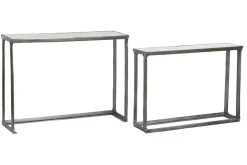 Consola Set 2 de Mármol y Aluminio Acabado Patinado MB-208493
