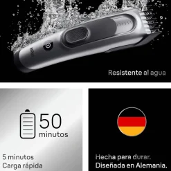 Cortapelos BRAUN con 17 Ajustes de Longitud y Carga Rápida HC7590
