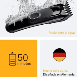 Cortapelos Braun HC5510 Inalámbrico Lavable con 9 Niveles de Corte