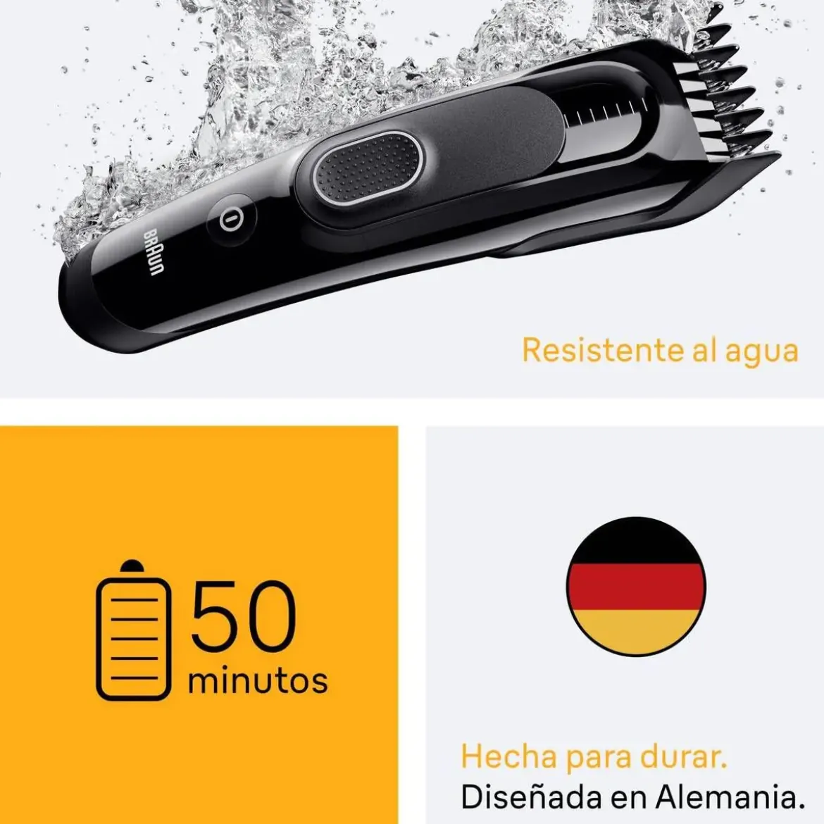 Cortapelos Braun HC5510 Inalámbrico Lavable con 9 Niveles de Corte