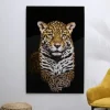 Cuadro de Cristal Impreso Leopardo en Negro 81-485