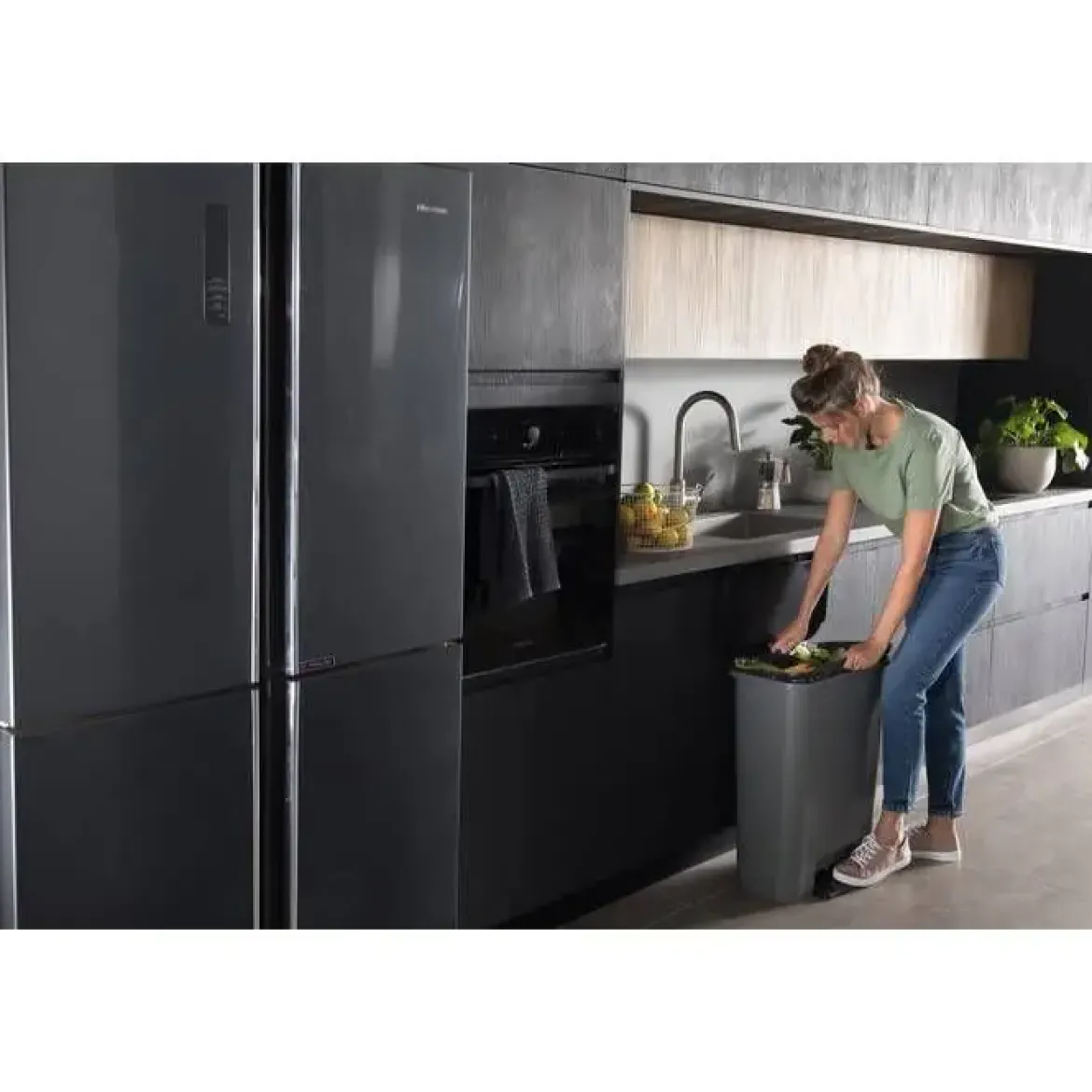 Cubo de Basura 50L Gris Antracita Compatta 249810