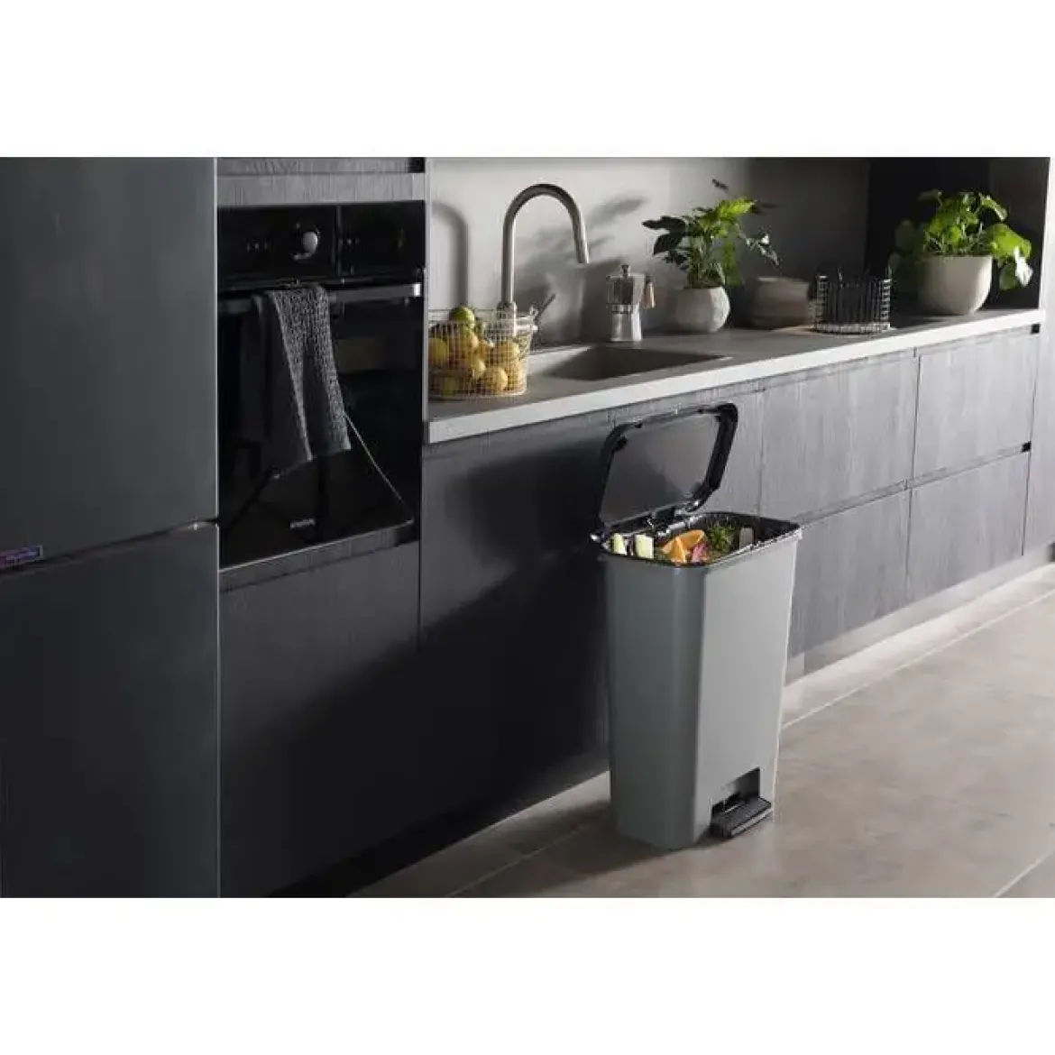 Cubo de Basura 50L Gris Antracita Compatta 249810