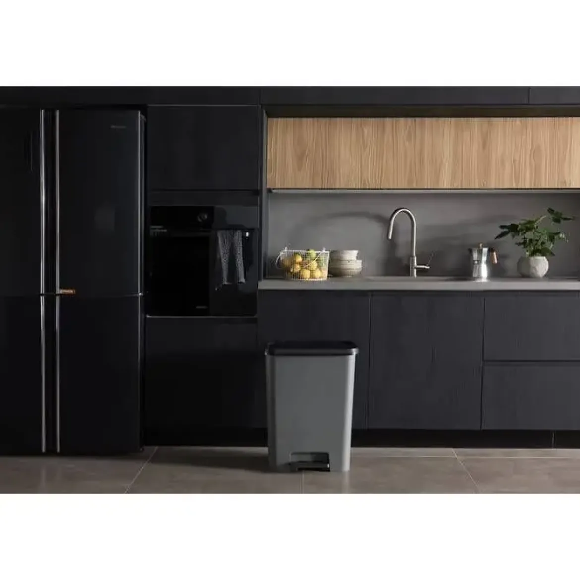 Cubo de Basura 50L Gris Antracita Compatta 249810