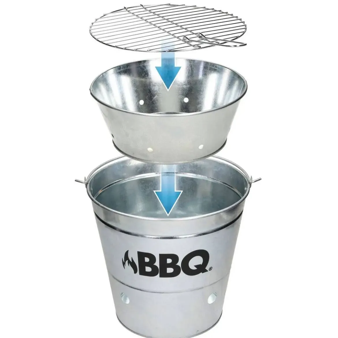 Cubo Grill Con Rejilla Y Asa De Transporte Zinc C80901180