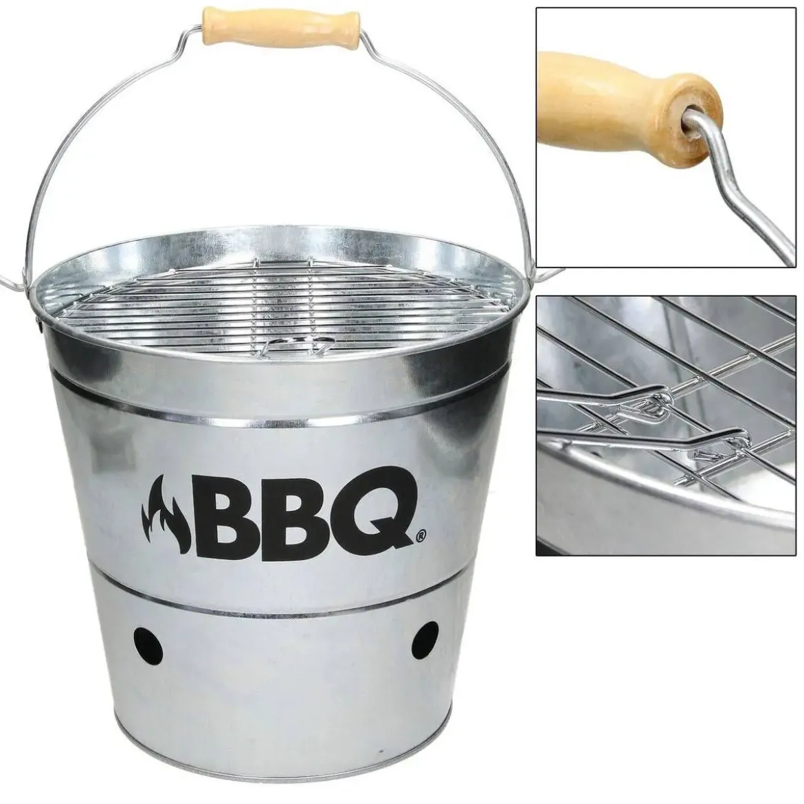 Cubo Grill Con Rejilla Y Asa De Transporte Zinc C80901180