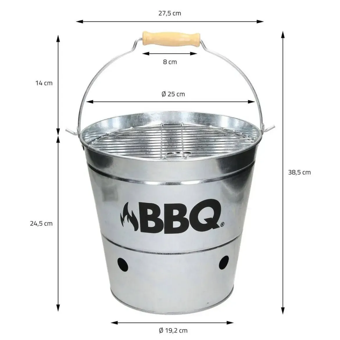 Cubo Grill Con Rejilla Y Asa De Transporte Zinc C80901180