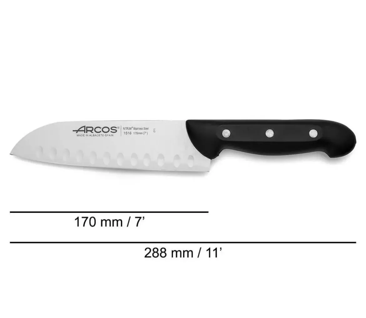 Cuchillo de Cocina con Mango Color Negro Santoku Serie Maitre 170 mm ARCOS 151600