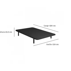 Divanlín Base Tapizada Tejido 3D Color negro 150x190 cm DL12086
