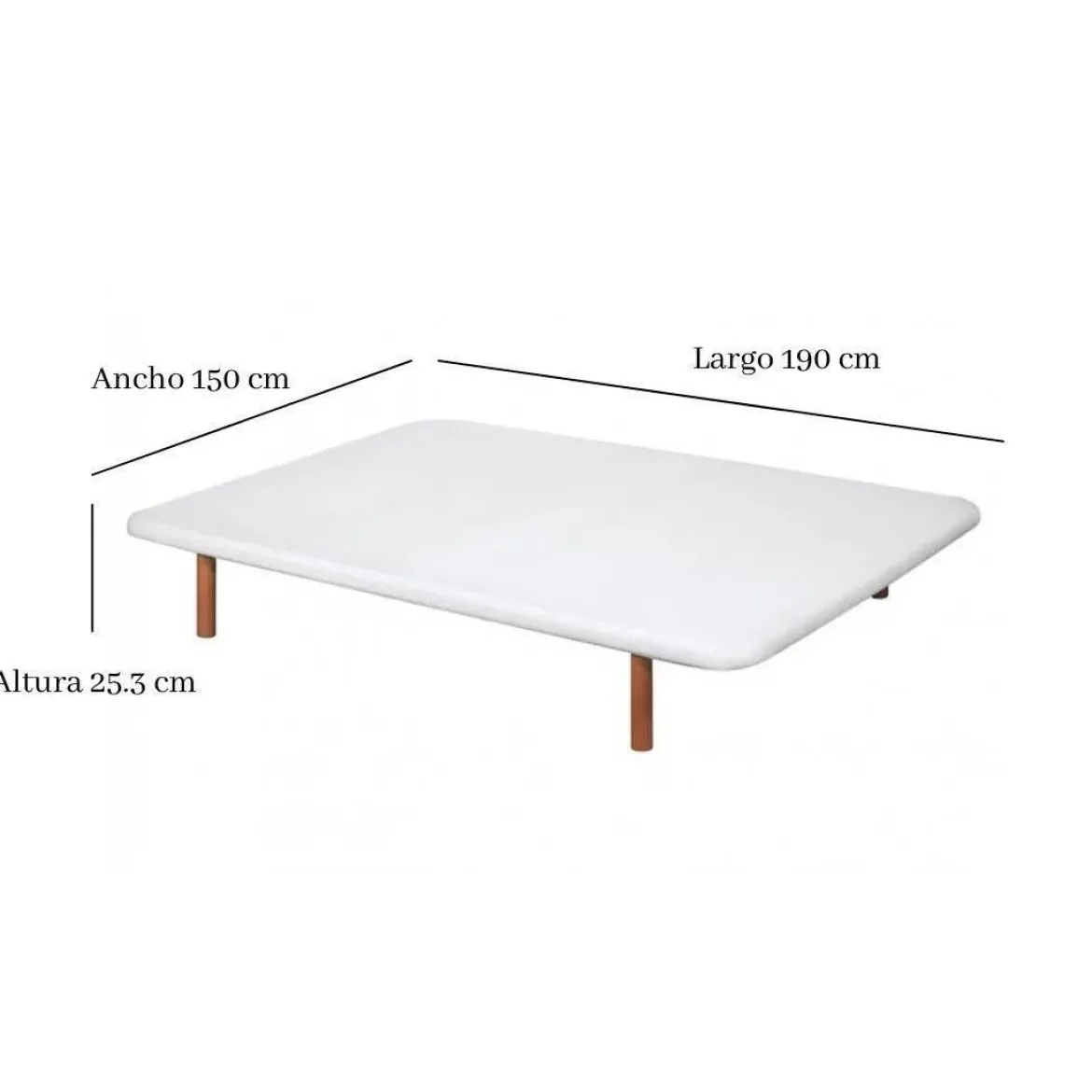 Divanlín 150x190 cm tapizado en tejido 3D transpirable en color blanco