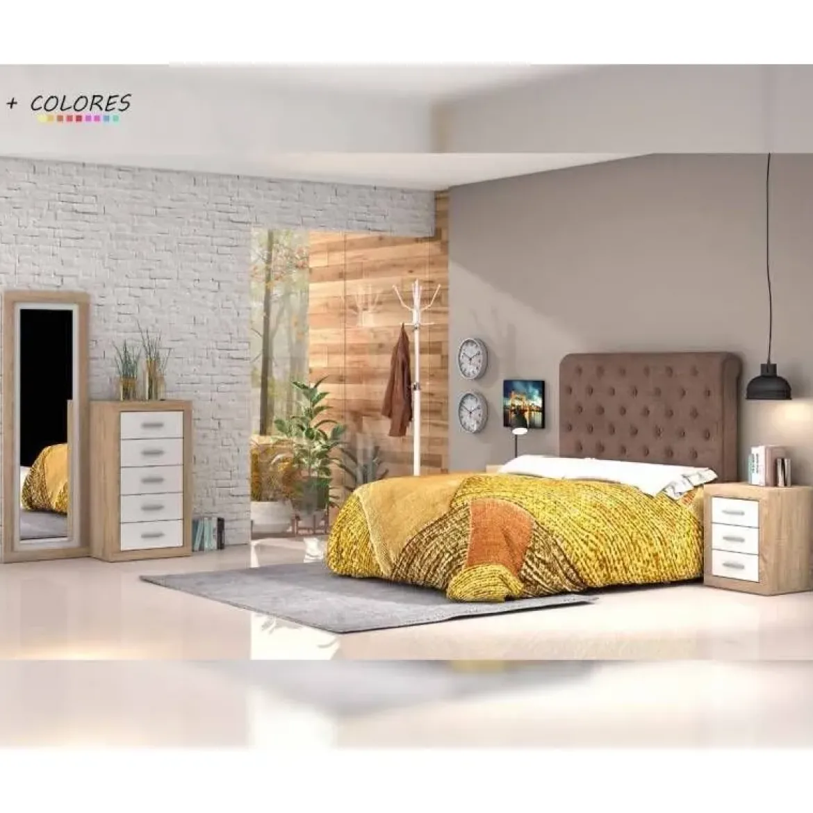 Dormitorio de Matrimonio con Cabecero Tapizado LARA 14