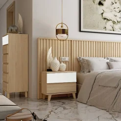 Dormitorio de Matrimonio en Roble y Blanco GHIO 01