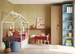 Dormitorio Infantil con Cama Casita y Armario de Rincón DELULU 40