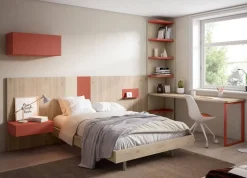 Dormitorio Juvenil con Bancada Volada y Escritorio con Estantería ADAPT 73