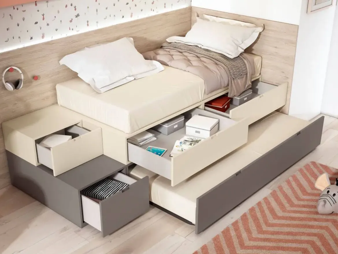 Dormitorio Juvenil con Cajones Apilables y Escritorio ADAPT 39