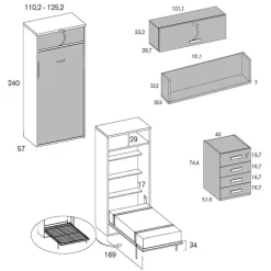Dormitorio Juvenil con Cama Abatible y Mesa MUNDO JOVEN C409